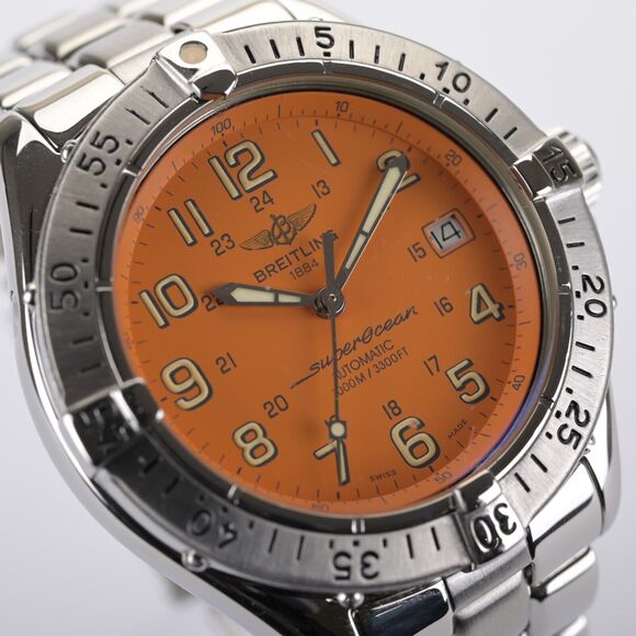 Breitling Superocean A17040 42mm Orange Automatic Men's Watch - Picture 5 of 13